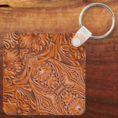 Cowboy Rustikaler Western mit handgefertigtem Lede Schlüsselanhänger (Rückseite)