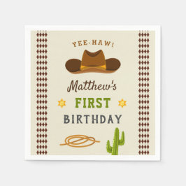 Cowboy Saloon Boy Wild West 1. Geburtstag Party Serviette