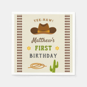 Cowboy Saloon Boy Wild West 1. Geburtstag Party Serviette