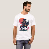 Cowboy Samurai Black Cat Pferd Einzigartige Gesche T-Shirt (Vorne ganz)