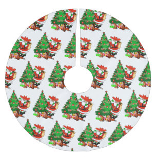 Cowboy Sankt mit Baum-und Western-Geschenken Polyester Weihnachtsbaumdecke
