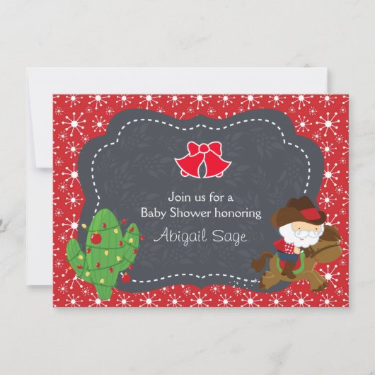 Cowboy Santa and Horse Holiday Kinderdusche Einlad Einladung (Vorderseite)