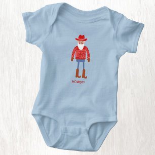 Cowboy Santa benutzerdefinierter Text Weihnachten Baby Strampler