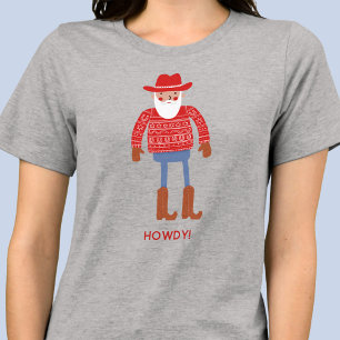 Cowboy Santa Benutzerdefinierter Text Weihnachten Tri-Blend Shirt