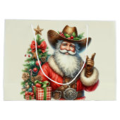 Cowboy Santa Christmas Tree Santa Anzug Cowboy Hat Große Geschenktüte (Rückseite)