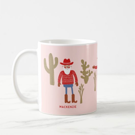 Cowboy Santa Claus Christmas Custom Text Kaffeetasse (Links)