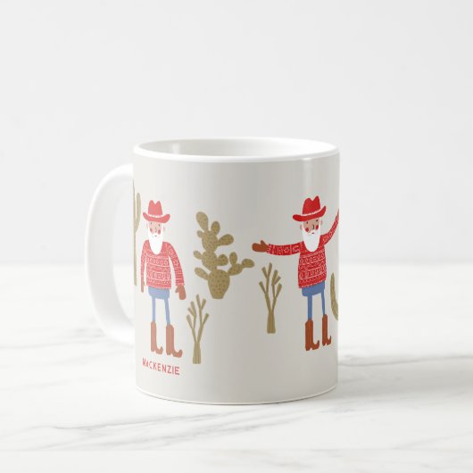 Cowboy Santa Claus Christmas Custom Text Kaffeetasse (Vorderseite Links)