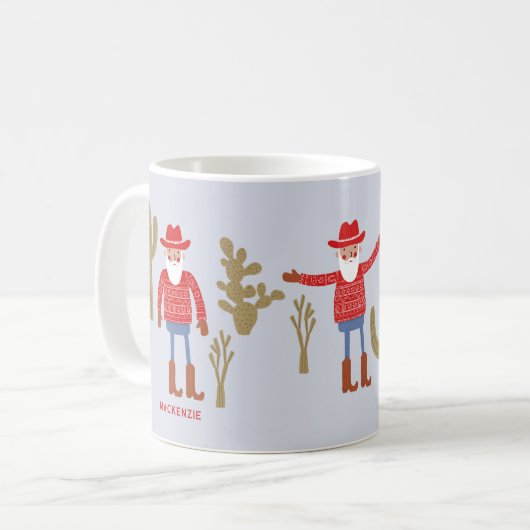 Cowboy Santa Claus Christmas Custom Text Kaffeetasse (Vorderseite Links)