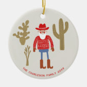 Cowboy Santa Claus Christmas Custom Text Keramik Ornament (Vorne)