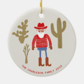 Cowboy Santa Claus Christmas Custom Text Keramik Ornament (Hinten)