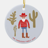 Cowboy Santa Claus Christmas Custom Text Keramik Ornament (Vorne)