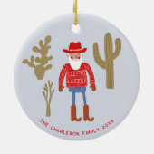 Cowboy Santa Claus Christmas Custom Text Keramik Ornament (Hinten)