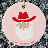 Cowboy Santa Claus Christmas Custom Text Keramik Ornament