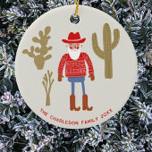 Cowboy Santa Claus Christmas Custom Text Keramik Ornament