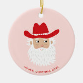 Cowboy Santa Claus Christmas Custom Text Keramik Ornament (Vorne)