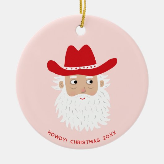 Cowboy Santa Claus Christmas Custom Text Keramik Ornament (Vorne)