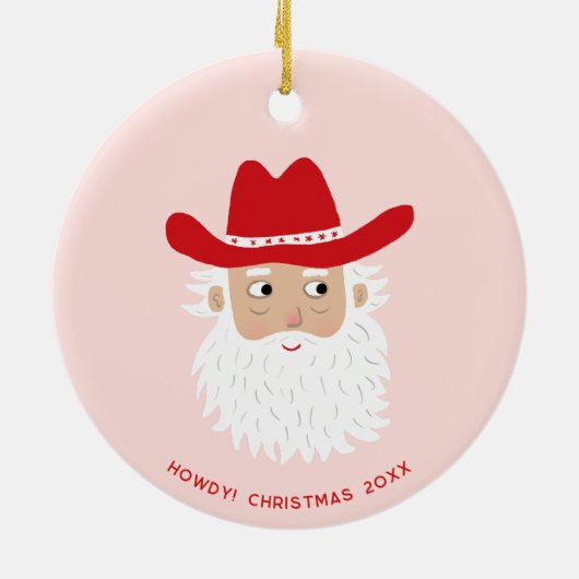 Cowboy Santa Claus Christmas Custom Text Keramik Ornament (Hinten)