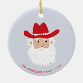 Cowboy Santa Claus Christmas Custom Text Keramik Ornament (Hinten)