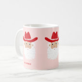 Cowboy Santa Claus Christmas Custom Text Pink Kaffeetasse (Vorderseite Links)