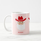 Cowboy Santa Claus Christmas Custom Text Pink Kaffeetasse (Links)
