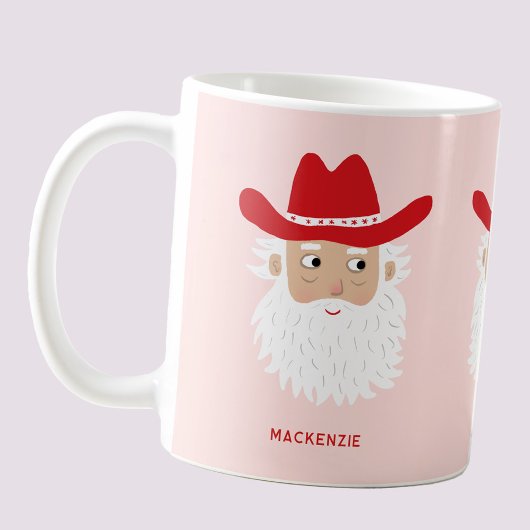 Cowboy Santa Claus Christmas Custom Text Pink Kaffeetasse