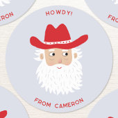 Cowboy Santa Claus Christmas Custom Text Runder Aufkleber