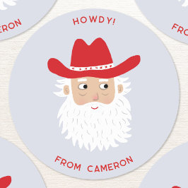 Cowboy Santa Claus Christmas Custom Text Runder Aufkleber