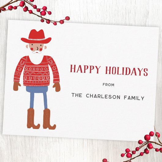 Cowboy Santa Claus Christmas Feiertagspostkarte