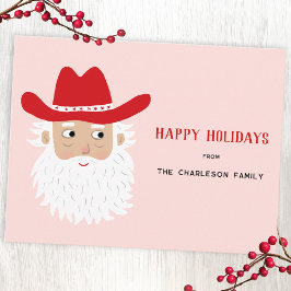 Cowboy Santa Claus Christmas Pink Feiertagspostkarte