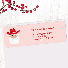 Cowboy Santa Claus Christmas Pink Return Address