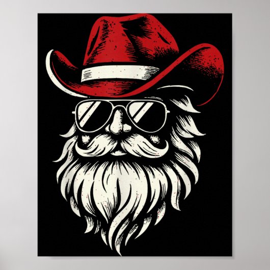 Cowboy Santa Claus Christmas Vintage  Poster (Vorne)