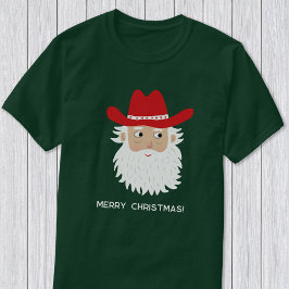 Cowboy Santa Claus Custom Text Christmas T-Shirt