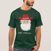 Cowboy Santa Claus Custom Text Christmas T-Shirt (Vorderseite)