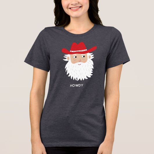 Cowboy Santa Claus Custom Text Christmas Tri-Blend Shirt (Vorderseite)