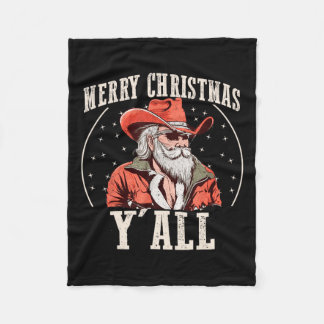 Cowboy Santa Claus Frohe Weihnachten Y'all Western Fleecedecke