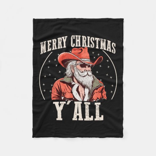 Cowboy Santa Claus Frohe Weihnachten Y'all Western Fleecedecke (Vorderseite)