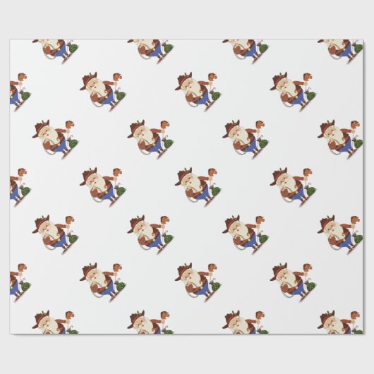 Cowboy Santa Claus Geschenkpapier (Flach)
