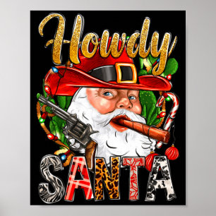 Cowboy Santa Claus Howdy Weihnachten Western Count Poster