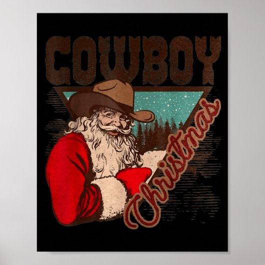 Cowboy Santa Claus Merry Christmas Western Country Poster (Vorne)