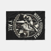 Cowboy Santa Claus Merry Christmas Y'all Western C Fleecedecke (Vorderseite (Horizontal))