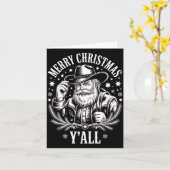 Cowboy Santa Claus Merry Christmas Y'all Western C Karte (Gelbe Blume)