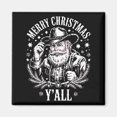 Cowboy Santa Claus Merry Christmas Y'all Western C Magnet (Vorne)