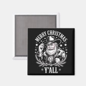 Cowboy Santa Claus Merry Christmas Y'all Western C Magnet (Vorderseite/Rückseite)