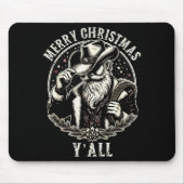 Cowboy Santa Claus Merry Christmas Y'all Western C Mousepad (Vorne)