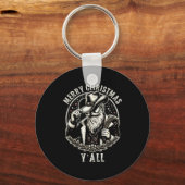 Cowboy Santa Claus Merry Christmas Y'all Western C Schlüsselanhänger (Vorderseite)