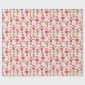Cowboy Santa Claus Pink Christmas Geschenkpapier (Flach)