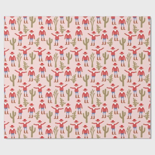 Cowboy Santa Claus Pink Christmas Geschenkpapier (Flach)
