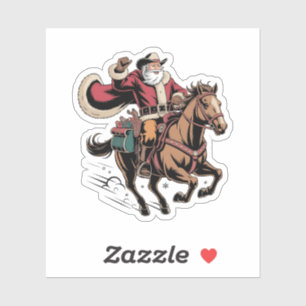 Cowboy Santa Claus Reiten Ein Pferd Weihnachten Aufkleber