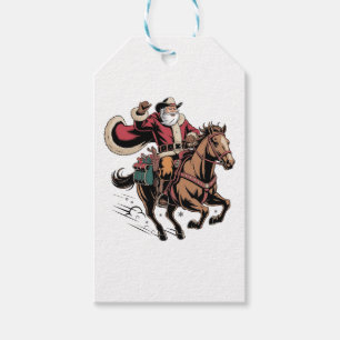 Cowboy Santa Claus Reiten Ein Pferd Weihnachten Geschenkanhänger