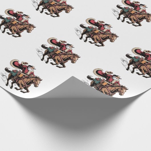 Cowboy Santa Claus Reiten Ein Pferd Weihnachten Geschenkpapier (Ecke)